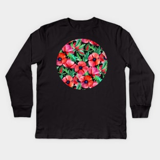 Plenty of Poppies – black Kids Long Sleeve T-Shirt